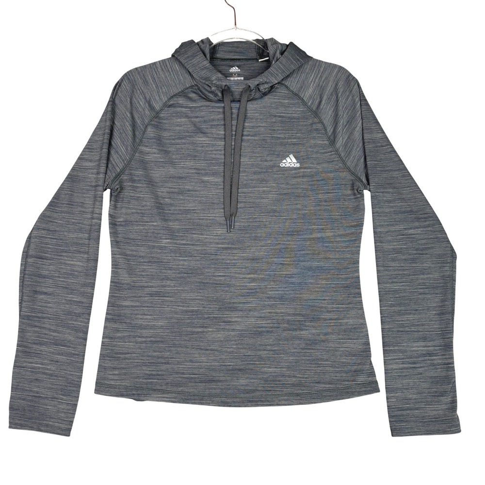 Adidas Climalite Womens Grey Space Dye Long Sleeve‎ Hoodie BR3517 Size M